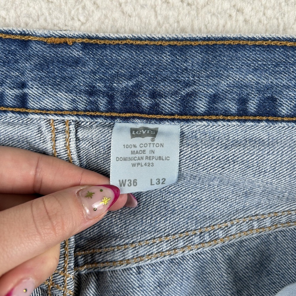 Vintage Levis 501 Jeans Mens 34x32 Denim Regular Straight Button Fly Batwing Tag - Picture 7 of 14